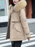 Inrosy mi-longue parka doublé polairer à capuche boutonnage poches fermeture éclai manches longues femme mode hiver veste