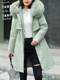 Inrosy longue parka à capuche intérieur fourrure poches fermeture éclair manches longues femme mode oversized décontracté hiver manteau