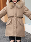 Inrosy mi-longue parka manteau intérieur fourrure poches à capuche manches longues femme casual ample décontracté hiver veste