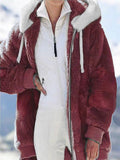 Inrosy manteau en polaire poches unicolore capuche mode femme ample veste