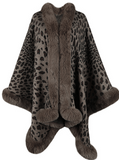 Inrosy hiver cape léopard manches chauve souris manches longues femme élégant mode ample manteau
