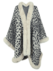 Inrosy hiver cape léopard manches chauve souris manches longues femme élégant mode ample manteau
