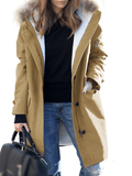 Inrosy mi-longue hiver manteau parka à capuche poches fermeture éclair fausse fourrure col femme oversized décontracté veste