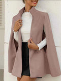 Inrosy manteau en laine col cheminée mode élégant ouvert cape femme