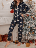 Inrosy combinaison pyjama avec capuche père noël fermeture éclair manches longues femme décontracté pyjama pour domicile