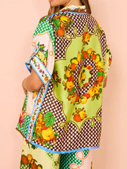 Inrosy ensemble tailleur pantalon imprimé à fleurie manches courtes femme hawaienne décontracté vintage 2 pièces