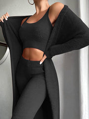 Inrosy ensemble en polaire 3 pièces haut cardigan et pantalon mode femme