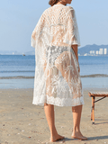 Inrosy couvre-maillot transparent dentelle noeud papillon brodée manches courtes femme décontracté plage