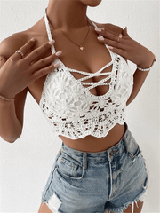 Inrosy débardeur noeud papillon dos nu licou sans manches femme bohème mode
