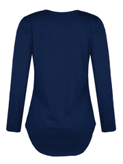 Inrosy hauts unicolore avec à lacets v-cou manches longues femme casual mode ample décontracté tops