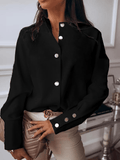 Inrosy chemise blouse de bureau boutonnage col montant manches longues femme casual élégant hauts