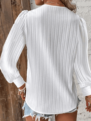 Inrosy chemise dentelle v-cou manches bishop manches longues femme casual bohème décontracté blouse hauts