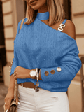 Inrosy t-shirt unicolore licou bretelle manches longues femme élégant mode décontracté blouse