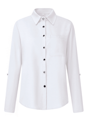 Inrosy blouse boutonnage poches col chemise manches retroussées manches longues femme élégant mode hauts