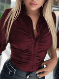 Inrosy blouse boutonnage col chemise manches longues femme élégant mode