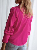 Inrosy chemisier unicolore boutonnage v-cou manches bishop manches longues femme élégant mode blouse