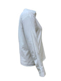 Inrosy blouse unicolore en lin col cheminée v-cou manches longues femme casual style tailleur décontracté