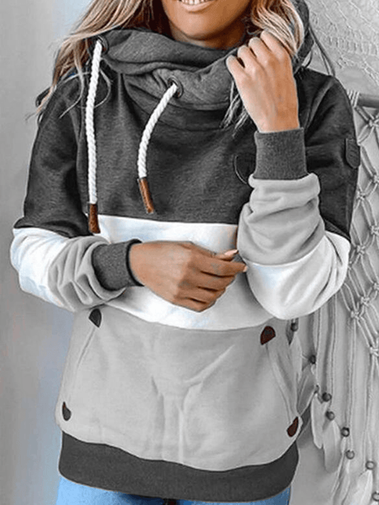 Inrosy sweatshirt naketano couleur bloc à capuche manches longues femme casual mode décontracté