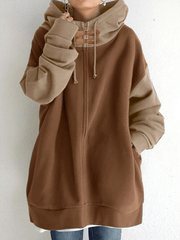 Inrosy sweatshirt à capuche poches fermeture éclair manches longues femme mode ample décontracté