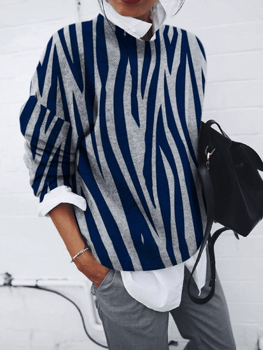 Inrosy pull rayé col rond manches longues femme style boyfriend mode oversized décontracté hauts automne