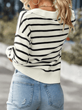 Inrosy pull rayé polo manches longues femme casual mode décontracté hauts