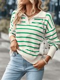 Inrosy pull rayé polo manches longues femme casual mode décontracté hauts