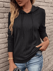 Inrosy pull à capuche torsadé tricoté couleur unie manches longues femme casual mode automne hiver huats