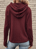 Inrosy pull à capuche torsadé tricoté couleur unie manches longues femme casual mode automne hiver huats