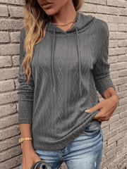 Inrosy pull à capuche torsadé tricoté couleur unie manches longues femme casual mode automne hiver huats