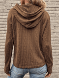 Inrosy pull à capuche torsadé tricoté couleur unie manches longues femme casual mode automne hiver huats