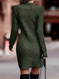 Inrosy pull mini robe moulante col rond manches longues femme casual élégant mode décontracté huats automne