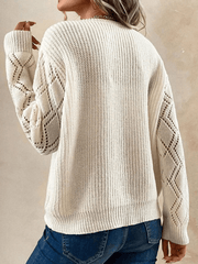 Inrosy pull épaule tombante dentelle v-cou manches longues femme casual mode ample décontracté automne hauts
