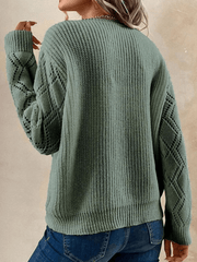 Inrosy pull épaule tombante dentelle v-cou manches longues femme casual mode ample décontracté automne hauts