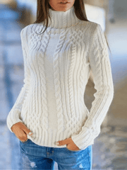 Inrosy pull unicolore col roulé manches longues femme casual mode décontracté blanche