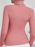 Inrosy pull unicolore col montant manches longues femme élégant mode décontracté