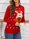 Inrosy pull père noël wapiti col rond manches longues femme humour mignon mode décontracté