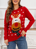 Inrosy pull père noël wapiti col rond manches longues femme humour mignon mode décontracté