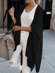 Inrosy cardigans en côtelé pull manche chauve souris irrégulière manches 3/4 femme casual mode ample décontracté blouse
