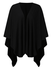 Inrosy cardigans en côtelé pull manche chauve souris irrégulière manches 3/4 femme casual mode ample décontracté blouse