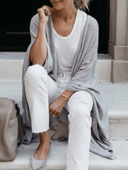 Inrosy cardigans en côtelé pull manche chauve souris irrégulière manches 3/4 femme casual mode ample décontracté blouse