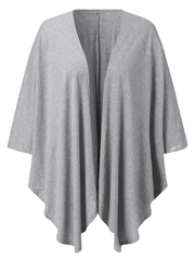Inrosy cardigans en côtelé pull manche chauve souris irrégulière manches 3/4 femme casual mode ample décontracté blouse
