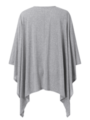 Inrosy cardigans en côtelé pull manche chauve souris irrégulière manches 3/4 femme casual mode ample décontracté blouse