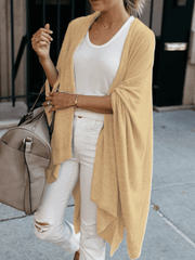 Inrosy cardigans en côtelé pull manche chauve souris irrégulière manches 3/4 femme casual mode ample décontracté blouse