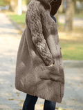 Inrosy cardigans en grosse maille boutonnage poches à capuche manches longues femme oversized veste automne