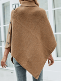 Inrosy cardigans cape hiver poncho irrégulière boutons col montant femme élégant mode ample oversized