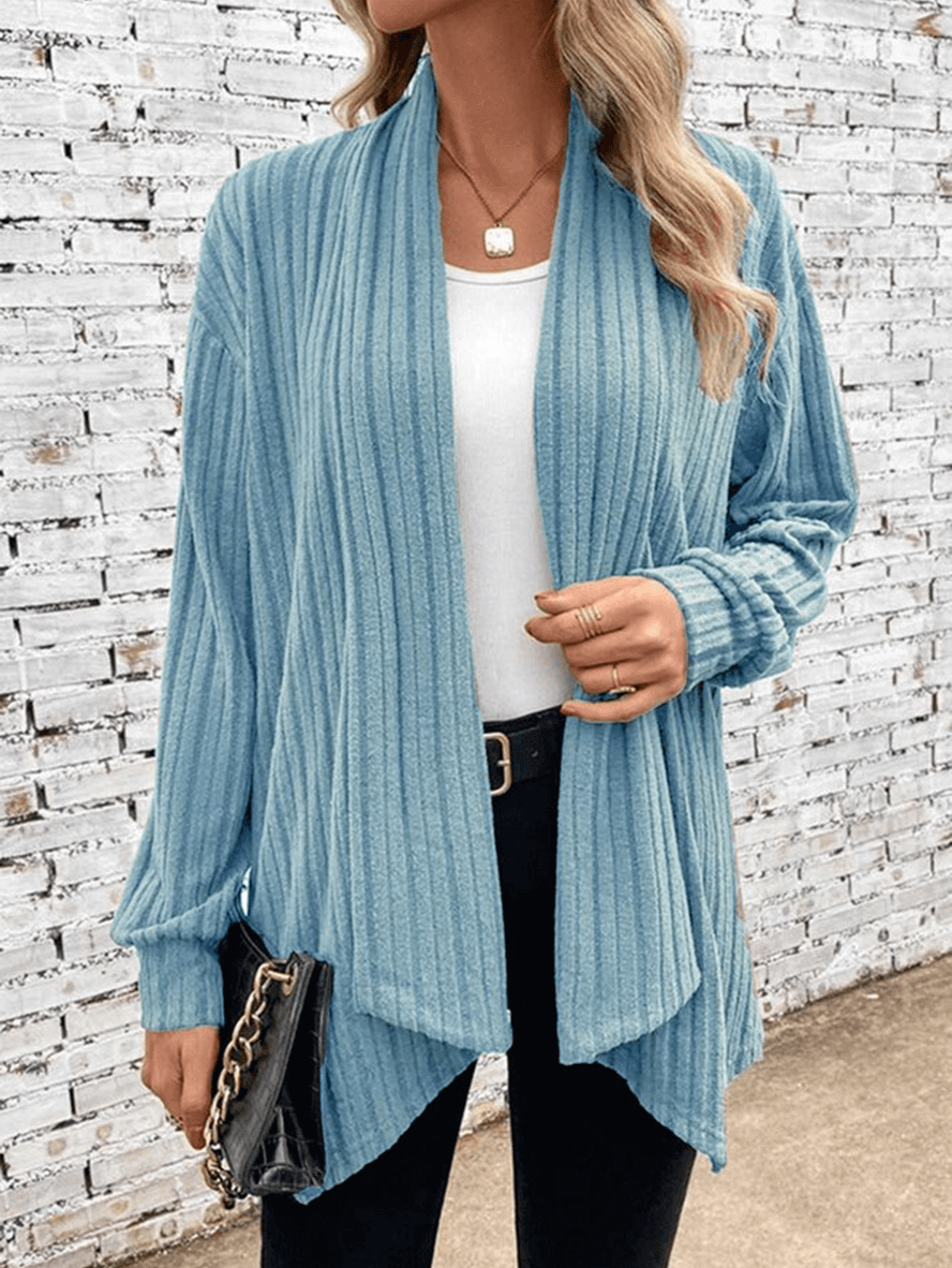 Inrosy gilet foulard irrégulière manches longues couleur unie femme élégant mode ample décontracté automne hiver cardigans