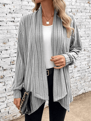 Inrosy gilet foulard irrégulière manches longues couleur unie femme élégant mode ample décontracté automne hiver cardigans