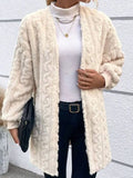 Inrosy cardigans unicolore polaire manches longues femme casual mode oversized décontracté hiver veste