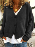 Inrosy pull cardigans unicolore boutonnage v-cou manches longues femme casual lâche décontracté