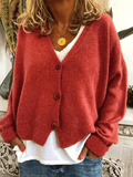 Inrosy pull cardigans unicolore boutonnage v-cou manches longues femme casual lâche décontracté